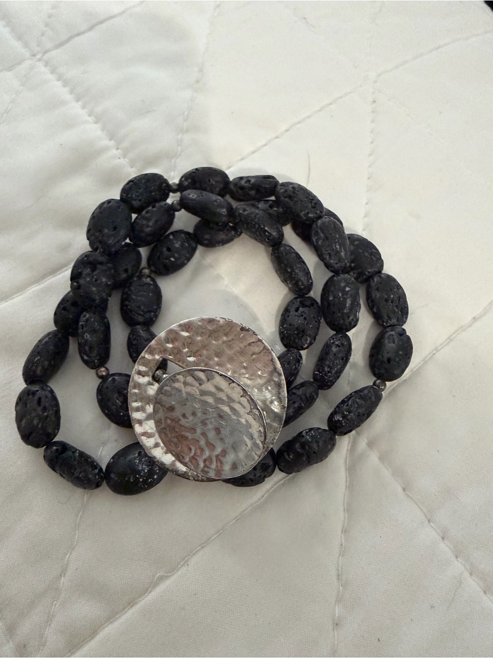 Retired Silpada Triple Strand Black Bead Bracelet
Sterling Silver